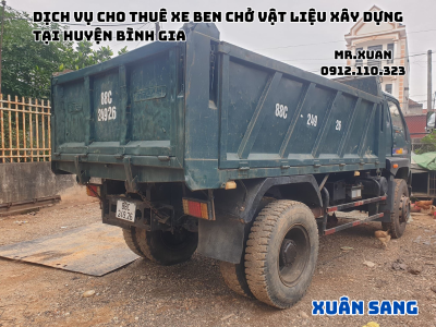 DỊCH VỤ CHO THUÊ XE BEN CHỞ VẬT LIỆU XÂY DỰNG TẠI HUYỆN BÌNH GIA