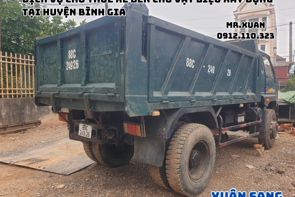DỊCH VỤ CHO THUÊ XE BEN CHỞ VẬT LIỆU XÂY DỰNG TẠI HUYỆN BÌNH GIA