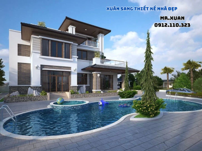 THIẾT KẾ MẪU NHÀ HIỆN ĐẠI CÓ HỒ BƠI